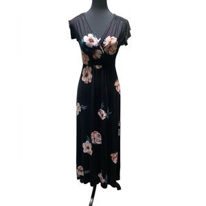 Loveappella Black Floral Maxi Dress GUC S/M